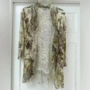 Alberto Malaki Crochet Neural Colored Cardigan High Quality Fabric Size‎ S